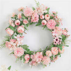 【5色可选】 仿真花环门饰墙饰牡丹花环花艺装饰婚庆挂饰绣球春季