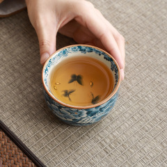 汝窑金万花茶杯家用主人杯陶瓷高档个人专用品茗单杯功夫茶具茶盏