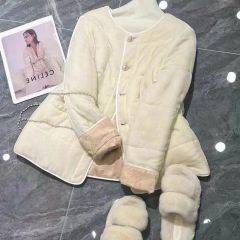 外贸跨境高级感超好看新中式国风丝绒棉服双面夹棉外套女装大码冬