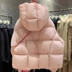 韩版长袖加厚连帽仿白鸭绒短款羽绒棉服女爆款小个外套2024冬外套