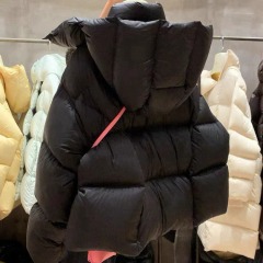 韩版长袖加厚连帽仿白鸭绒短款羽绒棉服女爆款小个外套2024冬外套