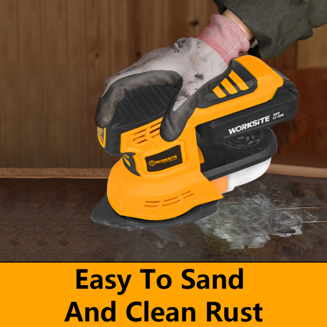 WORKSITE Power Wood Detail Sander Tool Finishing Drywall Wood Sanding Machine 20V Battery 125mm Hand Mini Cordless Mouse Sander