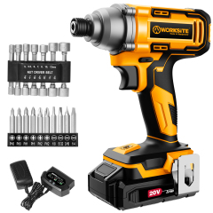 WORKSITE Cordless Impact Driver 1/4" Compact Power Handheld Drivers,1060 In-Lbs Torque,Variable Speed 2700 RPM,Rechargable Battery & Charger