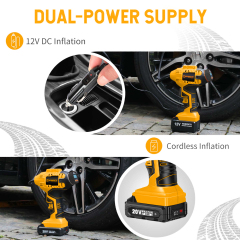 WORKSITE Inflator Air Pump 12V/20V Battery Power Gauge Gun Car Tyre Airbag Balloon Portable Cordless Digital Auto Tire Inflator
