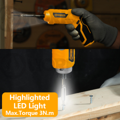 WORKSITE 4V Cordless Screwdriver 1/4" Chuck Mini Small Battery Rechargeable Power Screwdrivers with Pivoting Handle