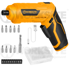 WORKSITE 4V Cordless Screwdriver 1/4" Chuck Mini Small Battery Rechargeable Power Screwdrivers with Pivoting Handle