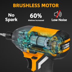 WORKSITE 20V Brushless Cordless Impact Driver 1/2" High Torque 300N.m Compact Handheld Variable Speed Electric Drivers