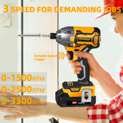 WORKSITE 20V Brushless Cordless Impact Driver 1/2" High Torque 300N.m Compact Handheld Variable Speed Electric Drivers