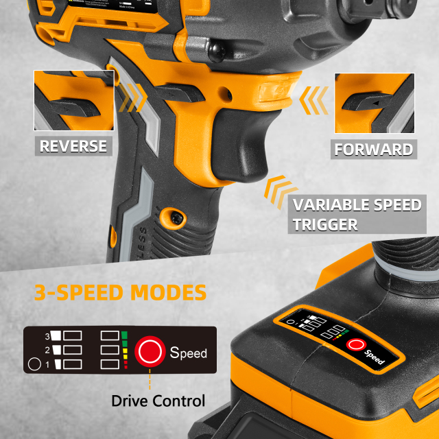 WORKSITE Brushless Cordless Impact Wrench 1/2 Inch 20V High Torque 4.0Ah Battery 280 ft-lbs(380 Nm) Impact Gun Tools