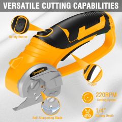 WORKSITE Cordless Rotary Cutter 4V Electric Scissors for Paper,Carpet and Cardboard,Box and Gift Wrap