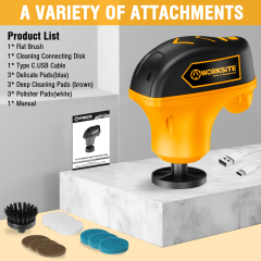 WORKSITE Power Scrubber Electric Cleaning Brush Tool Kit 4V Battery Powered Auto Cleaner 10pcs for Bathroom Shower