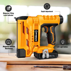 WORKSITE Cordless Brad Nailer 18 Gauge 1-1/2" Thickness Battery Powered Nail Staple Gun Compatible with 5/8"~1-1/4"Nails and 5/8"~1" Staples