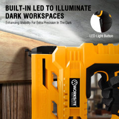 WORKSITE Cordless Brad Nailer 18 Gauge 1-1/2" Thickness Battery Powered Nail Staple Gun Compatible with 5/8"~1-1/4"Nails and 5/8"~1" Staples