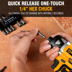 WORKSITE 20V Cordless Impact Driver 1/4" High Torque 250N.m Lithium-ion Battery Power 6.35mm Screw Impact Drivers