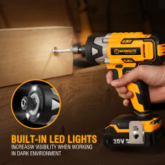 WORKSITE 20V Cordless Impact Driver 1/4" High Torque 250N.m Lithium-ion Battery Power 6.35mm Screw Impact Drivers