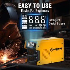 WORKSITE MMA Welder 130A,110/220V Portable ARC Welding Machine IGBT Inverter Digital LCD Display Hot Start Metal Welders for Home Use