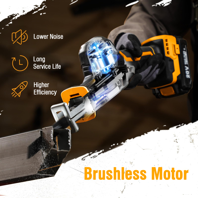 WORKSITE Brushless Cordless Reciprocating Saw 20V Max Compact Portable Small Variable Speed Power Cutter Saws for Wood Metal Cutting