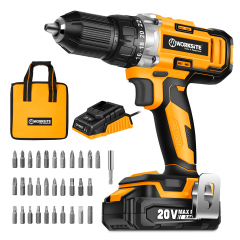 WORKSITE Cordless Drill Driver 1/2inch 20V Battery Power Handheld 23+1 Keyless Chuck Variable Speed Drills