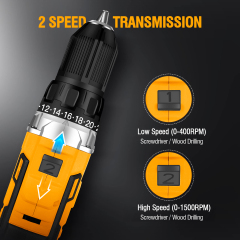 WORKSITE Cordless Drill Driver 1/2inch 20V Battery Power Handheld 23+1 Keyless Chuck Variable Speed Drills