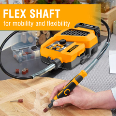 WORKSITE 20V Stationary Cordless Rotary Tool Set Flex Shaft Variable Speed with LCD Display Cutting Polishing Tools Kits