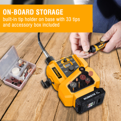 WORKSITE 20V Stationary Cordless Rotary Tool Set Flex Shaft Variable Speed with LCD Display Cutting Polishing Tools Kits