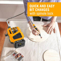 WORKSITE 20V Stationary Cordless Rotary Tool Set Flex Shaft Variable Speed with LCD Display Cutting Polishing Tools Kits