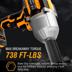 WORKSITE 20V Brushless Cordless Impact Wrench 1/2-inch High Torque 1000Nm Square Head Tire Lug Nuts Electric Wrenches