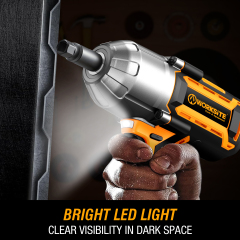 WORKSITE 20V Brushless Cordless Impact Wrench 1/2-inch High Torque 1000Nm Square Head Tire Lug Nuts Electric Wrenches