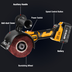 WORKSITE Brushless Cordless Burnishing Machine 20V Vaiable Speed 2500RPM Polisher Sander Tools for Metal and Stainless Steel Polishing