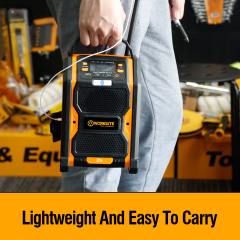 WORKSITE 20V Cordless Jobsite Radio Portable Battery AC/DC Adaptor Speaker 33 Ft Range FM AM Aux-In Working Radio