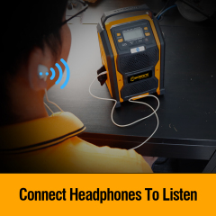 WORKSITE 20V Cordless Jobsite Radio Portable Battery AC/DC Adaptor Speaker 33 Ft Range FM AM Aux-In Working Radio