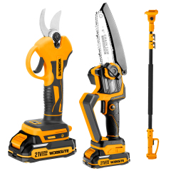21V Cordless Pruning Shears & 21V 6" Brushless Chain Saw