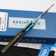 Benchmade 945-221Osborne Mini Folding Knife 2.91" Damascus Plain Blade, Carbon Fiber+Aluminum Handles