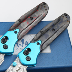 Benchmade 945-221Osborne Mini Folding Knife 2.91" Damascus Plain Blade, Carbon Fiber+Aluminum Handles