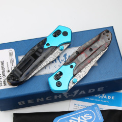 Benchmade 945-221Osborne Mini Folding Knife 2.91" Damascus Plain Blade, Carbon Fiber+Aluminum Handles