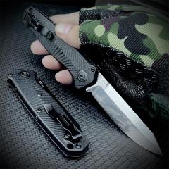 Benchmade 8551 Mediator Knife AUTO Folding 3.26" S90V Black Plain Blade, G10 Handles - 8551BK