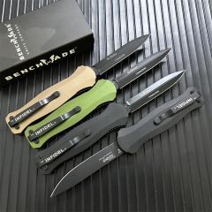 Benchmade 3300BK 4styles Knives Infidel Dagger AUTO OTF Knife 3.85" D2 Black Double Edge Blade, Aviation Aluminum Handles