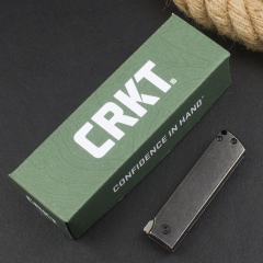 CRKT 5915 Frame Lock Flipper Knife 2.19" 8Cr13Mov Satin Modified Tanto Blade, Dark Stonewashed Steel Handles