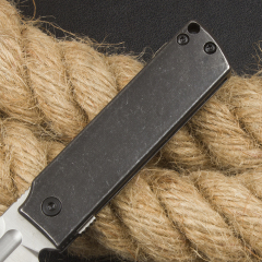 CRKT 5915 Frame Lock Flipper Knife 2.19" 8Cr13Mov Satin Modified Tanto Blade, Dark Stonewashed Steel Handles