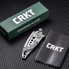 CRKT 5102 Ed Van Hoy Snap Lock Folding Knife 2.01" D2 Plain Blade, Stainless Steel Handles