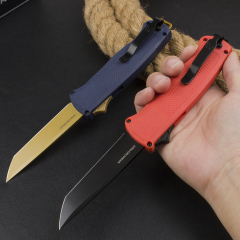 Benchmade 5370FE 5Models Knives Shootout OTF AUTO Knife 3.50" CPM-CruWear Tanto Blade, Black CF-Elite Handles