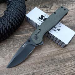 SOG Terminus XR Flipper Knife 3.07" Black D2 Clip Point Blade, Nylon Fiber Handles