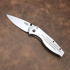 SOG Aegis FLK Flipper Knife 3.54" 8Cr13mov Stonewashed Drop Point Blade, Stainless Steel Handles