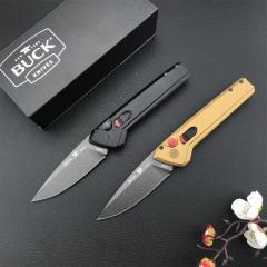 Buck 838 Deploy AUTO Folding Knife 3.23" S35VN Armor Black Cerakote Drop Point Blade, Aluminum Handles