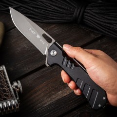 Buck 830BKSSLS Folding Knife 3.46" D2 Drop Point Plain Blade, Aluminum Handles