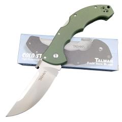 Cold Steel 21TTL Talwar Tri-Ad Lock Folding Knife 4" S35VN Satin Plain Trailing Point Blade, G10 Handles, Lockback