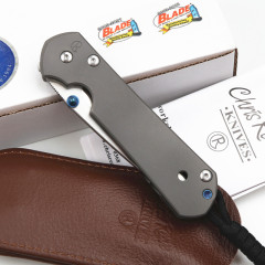 Chris Reeve Small Sebenza 21TH Folding Knife 3.54" D2 Sanding Blade, Titanium Handles, Frame Lock