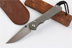Chris Reeve Small Sebenza 25TH Folding Knife 3.54" S35VN Stonewash Blade, Titanium Handles, Frame Lock