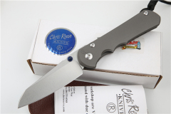 Chris Reeve Small Sebenza 25TH Folding Knife 3.54" S35VN Stonewash Blade, Titanium Handles, Frame Lock