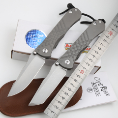 Chris Reeve Umnumzaan Folding Knife 3.66" S35VN Stonewashed Blade, Milled Titanium Handles, Frame Lock